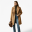 Women’s Long Check Coat with Lapel Collar