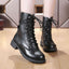 Women’s Black Lace-Up Mid-Calf Combat Boots