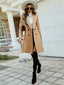 Women’s Camel Double Breasted Knee Length Overcoat