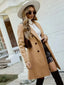 Women’s Camel Double Breasted Knee Length Overcoat