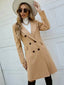 Women’s Camel Double Breasted Knee Length Overcoat