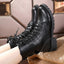 Women’s Black Lace-Up Mid-Calf Combat Boots