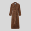 Women’s Brown Suede Effect Longline Trench Coat
