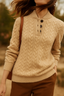 Women’s Cable Knit Jumper with Button Collar