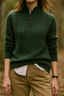 Women’s Cable Knit Jumper with Button Collar