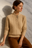 Women’s Cable Knit Jumper with Button Collar