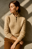 Women’s Cable Knit Jumper with Button Collar