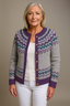 Women’s Grey and Purple Nordic Knitted Cardigan