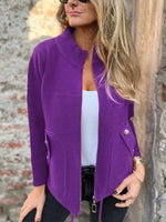 Women's High Collar Winter Coat | Zip Front Coat with Pockets