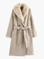 Women’s Belted Coat with Faux Fur Collar