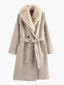 Women’s Belted Coat with Faux Fur Collar