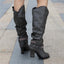Women’s Studded Strap Slouch Knee High Boots