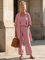 3 Piece Loungewear Set | Relaxed Fit Top, Wide Leg Pants 0