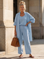 3 Piece Loungewear Set | Relaxed Fit Top, Wide Leg Pants 11