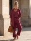 3 Piece Loungewear Set | Relaxed Fit Top, Wide Leg Pants 9
