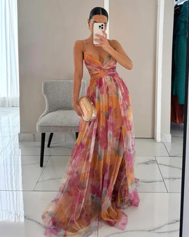 Women’s Floral Chiffon Maxi Dress
