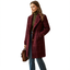 Women’s Long Check Coat with Lapel Collar