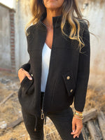 Women's High Collar Winter Coat | Zip Front Coat with Pockets