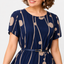 Women's Navy Polka Dot Chiffon Midi Dress