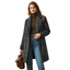 Women’s Long Check Coat with Lapel Collar