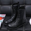 Women’s Black Lace-Up Mid-Calf Combat Boots