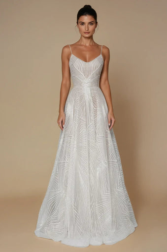A-Line Dress | Pleated Skirt, Spaghetti Straps 0