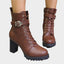Ankle Boots | Lace-Up Front, Block Heel, Buckle Strap 0