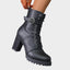 Ankle Boots | Lace-Up Front, Block Heel, Buckle Strap 4