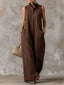 Black Jumpsuit | Sleeveless, Collared, Wide Leg 0