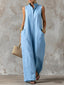 Black Jumpsuit | Sleeveless, Collared, Wide Leg 1