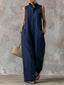 Black Jumpsuit | Sleeveless, Collared, Wide Leg 2