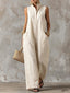 Black Jumpsuit | Sleeveless, Collared, Wide Leg 4