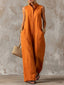 Black Jumpsuit | Sleeveless, Collared, Wide Leg 5