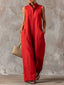 Black Jumpsuit | Sleeveless, Collared, Wide Leg 6