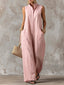 Black Jumpsuit | Sleeveless, Collared, Wide Leg 7