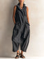 Black Jumpsuit | Structured Collar Neckline, Sleeveless Wide Leg 0