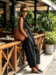 Black Jumpsuit | Structured Collar Neckline, Sleeveless Wide Leg 3