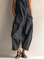 Black Jumpsuit | Structured Collar Neckline, Sleeveless Wide Leg 6
