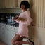 Black Mini Dress | Boat Neckline, Long Sleeve, Ruffled Hem 4