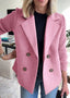 Blazer | Double Breasted Front, Ribbed Knit Sleeves 0