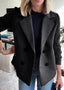 Blazer | Double Breasted Front, Ribbed Knit Sleeves 1