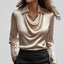 Blouse | Draped Cowl Neck, Long Sleeve Satin 0