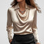 Blouse | Draped Cowl Neck, Long Sleeve Satin 1