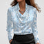 Blouse | Draped Cowl Neck, Long Sleeve Satin 13
