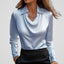 Blouse | Draped Cowl Neck, Long Sleeve Satin 14