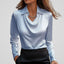 Blouse | Draped Cowl Neck, Long Sleeve Satin 2