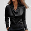 Blouse | Draped Cowl Neck, Long Sleeve Satin 4