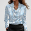 Blouse | Draped Cowl Neck, Long Sleeve Satin 8