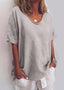 Blouse | Round Neckline, Short Rolled-Up Sleeves 2