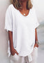 Blouse | Round Neckline, Short Rolled-Up Sleeves 4